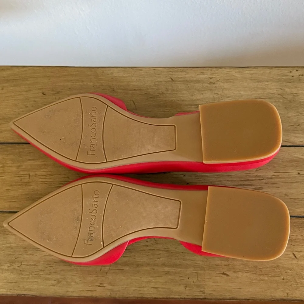 Franco Sarto Women's Bold Red Pointed Flats - Picture 3 of 5